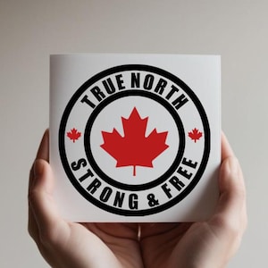 True North Strong And Free Decal, Canadian Pride Car Decal, Canada Flag Sticker, Maple Leaf Vinyl Decal, Patriotic Bumper Sticker