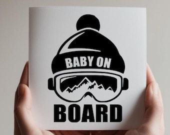 Snowboarding Baby On Board Decal, Little Shredder Sticker, Ski Baby Car Sign, Baby Safety Sign, Mountain Family Vinyl, Adventure Decal