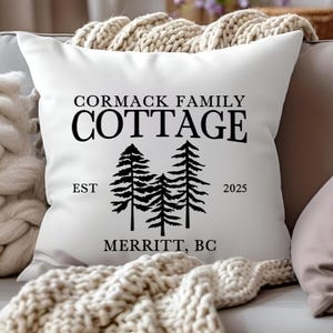 Personalized Family Cottage Pillow, 100% Cotton Throw Cover, Custom Family Gift, Porch Pillow, Housewarming Gift, Rustic Home Decor