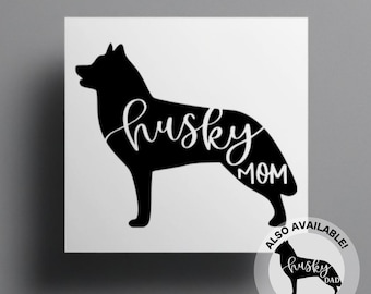 Calcomanía de mamá husky, calcomanía para el auto de papá perro, regalo para cachorro nuevo, calcomanía de husky siberiano, regalo de Navidad para papá, regalo para amante de los perros, calcomanía para vaso de mascota, orgullo husky