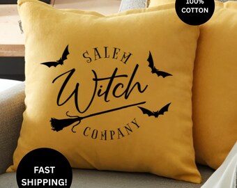 Salem Witches Throw Pillow Cover, Halloween Pillow, Goth Bedroom Decor, Witchy Porch Pillow, Witch Gift, Halloween Home Decorations