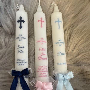 Christening / Baptism Personalised/Naming Day Tapered Candle Favour Gift