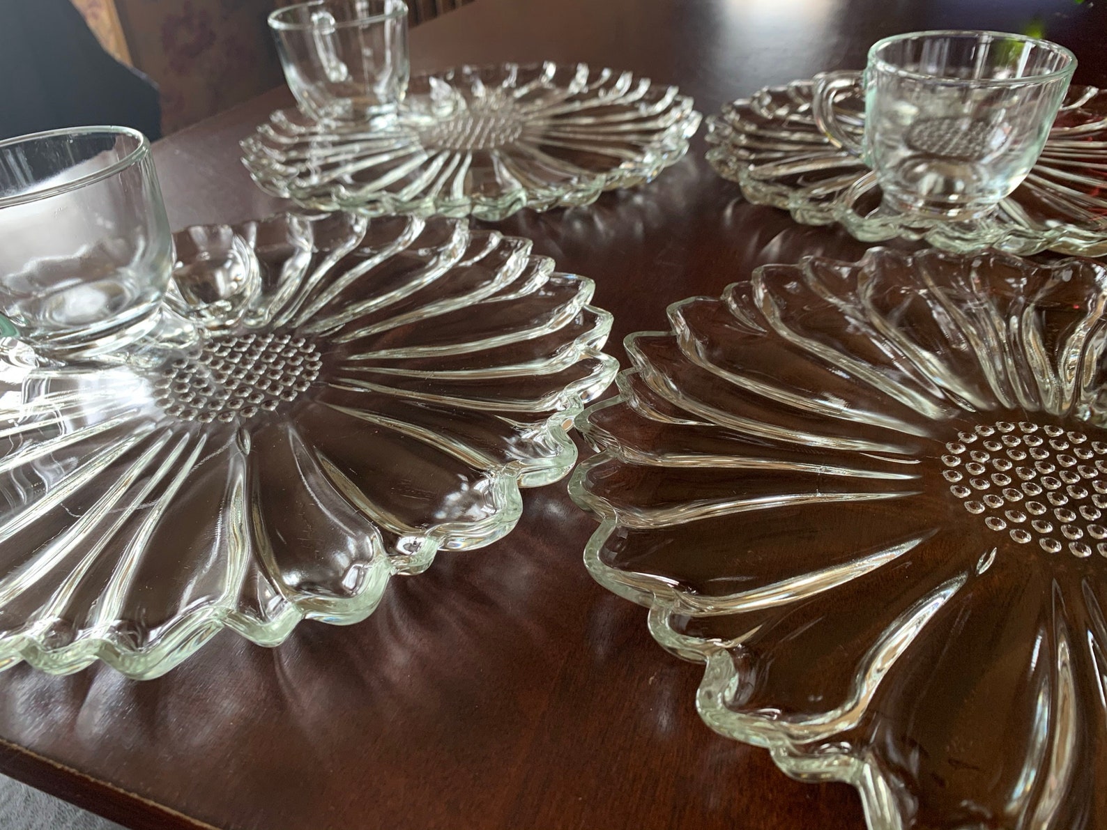 Vintage Indiana Glass Petal 8 Piece Snack Set in Original Box Etsy