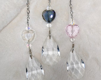 Personalized SUNCATCHER | CRYSTAL Heart and Teardrop Hanging Window Prism and Car Charm