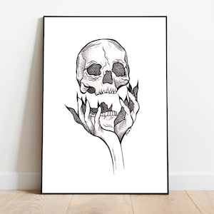 Skull Etching - High Quality ART PRINT - by Carson Robertson - Original Art, Gift, Wall Decor, Wall Art, Drawing, Anatomy Art, Gothic Art