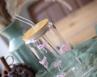 16oz Iced Coffee Mason Jar with Bamboo Lid