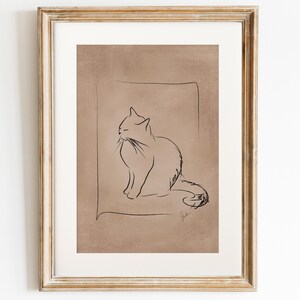 Cute Cat Line Art Print, Minimalist Charcoal Cat Art Print, Sleeping Cat on Windowsill, Cute Cat Sketch, Cozy Home Decor Gift for Cat Lovers