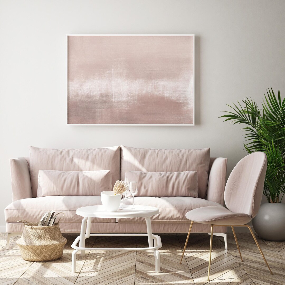 Pink Grey White Wall Art Blush and Gray Abstract Art Pink and White ...