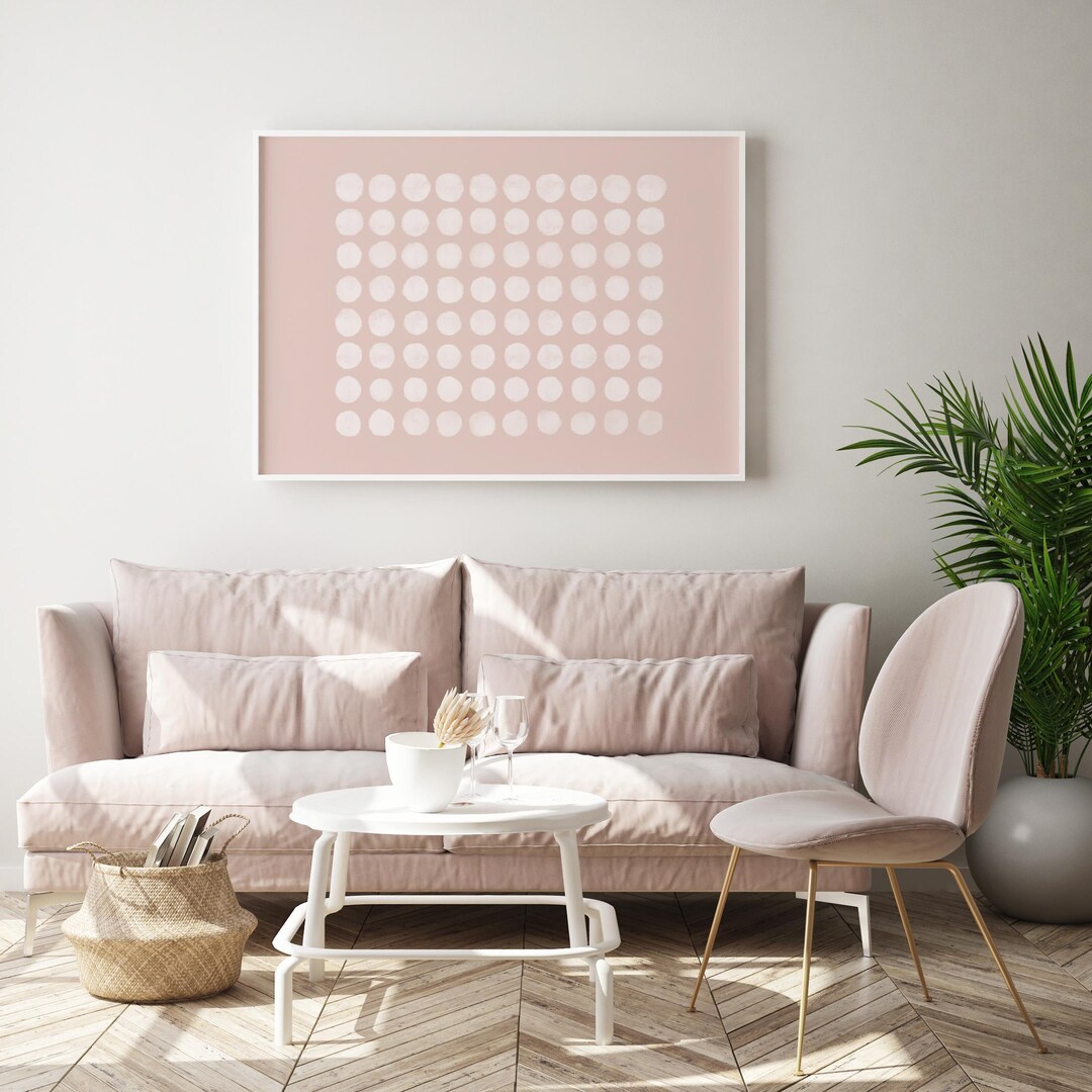 Minimalist Polka Dot Art Print – Abstract Blush Pink Wall Art – Soft ...