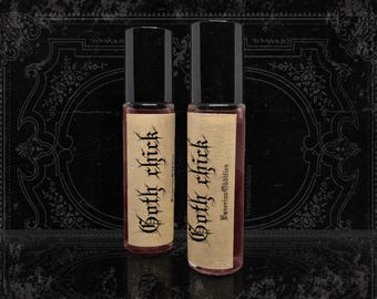 Fragancia femenina Goth Chick (Cereza, Té negro, Cuero, Rosa, Incienso), perfume indie.