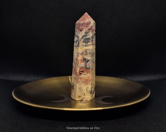 Punta de cristal de ágata de encaje loco / Torre de piedra / 69 g.