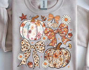 Preppy Floral Fall Pumpkin png, Pumpkin Fall png, Trendy Fall png, Autumn png, Coquette Fall png, Pumpkin Spice Png, Tis The Season