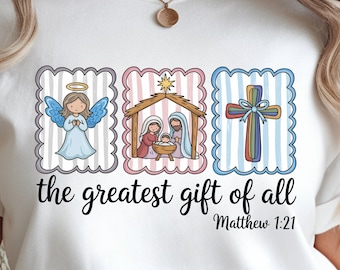Christliche Krippe PNG Design für T-Shirt, trendiges Design, Instant Download
