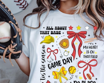 Softball T-Shit Png, Retro Softball Game Day Png, Retro Softball, Softball Game day Png, Game Day Softball Bow Png, Softball Png