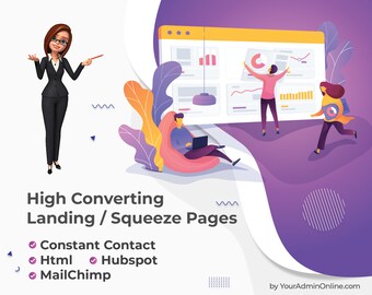 Hoog converterende landings-/squeezepagina-creatie in MailChimp, Constant Contact, Hubspot of HTML