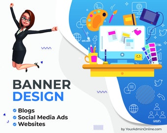 Aangepaste grafische bannerontwerp voor e-commerce winkels, websites en sociale media: Etsy, eBay, FaceBook, Twitter, Youtube, LinkedIn en meer