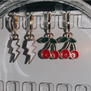 Hypoallergenic Cherry Earrings. Does NOT include lightning bolt earrings. FREE SHIPPING. Made in America