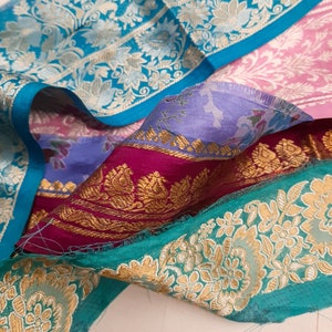 10 YARDS Sari Zari Bordas Lurex Fita Tecidos Pedaços Grab Surpresa Mistério Saco Lote Índia Saree Rendas Retalhos Remanescentes Lotes Atacado SL7