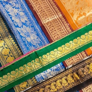Lote de atacado de bordas Zari, guarnições Zari variadas por peso, bolsa surpresa misteriosa, Zaris trançadas, bordas douradas, sobras de sari SL26