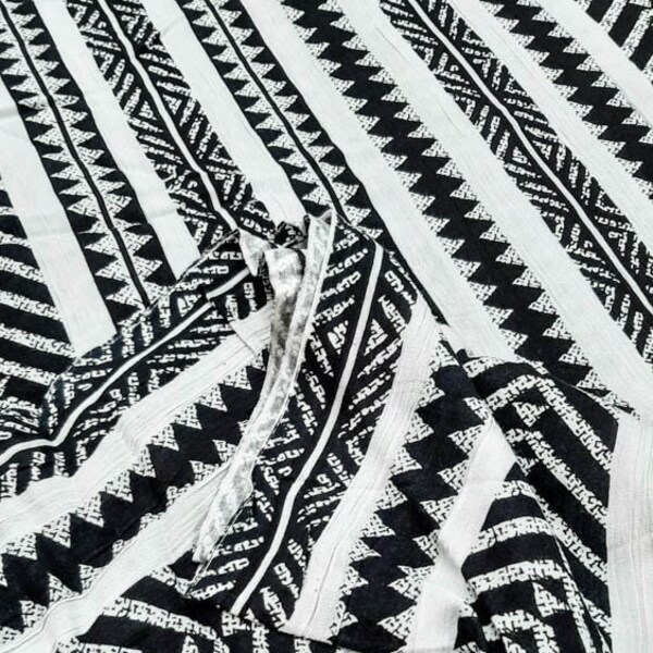 Viscose Fabric Black White Geometric Material Clothing Dress Fabric By the Yard RF1001