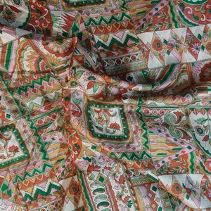 Pure Silk Fabric By The Yard Dress Making Cloth Collage Sewing Vintage Recycled Material Print Textile Saree Sari Easter Egg Dyeing PSF1593 image 6