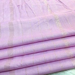 Shimmer Fabric Lilac & Gold Rayon Viscose Dress Material Lurex metallic