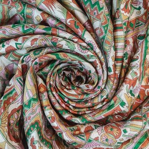 Pure Silk Fabric By The Yard Dress Making Cloth Collage Sewing Vintage Recycled Material Print Textile Saree Sari Easter Egg Dyeing PSF1593 image 2