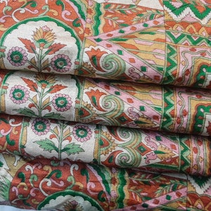 Pure Silk Fabric By The Yard Dress Making Cloth Collage Sewing Vintage Recycled Material Print Textile Saree Sari Easter Egg Dyeing PSF1593 image 5