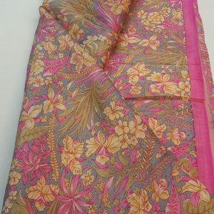 Pure Silk Fabric By The Yard Dress Making Cloth Collage Sewing Vintage Recycled Material Print Textile Saree Sari Easter Egg Dyeing PSF1568 image 5