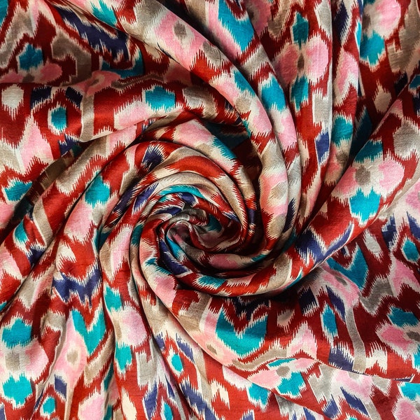 Pure Silk Fabric By The Yard Dress Making Cloth Collage Sewing Vintage Recycled Material Print Textile Saree Sari Easter Egg Dyeing PSF1618