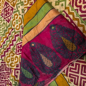 Tissu en pure soie par mètre, confection de vêtements, collage, couture, matériau recyclé vintage, tissu abstrait, sari doux, PSF1702
