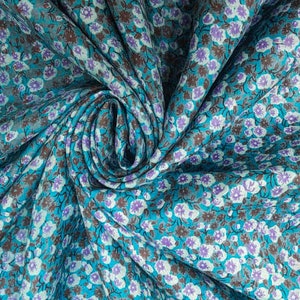 Tissu en pure soie par mètre, confection de robe, collage de tissu, matériau recyclé vintage, tissu floral, sari doux, PSF1447 image 3