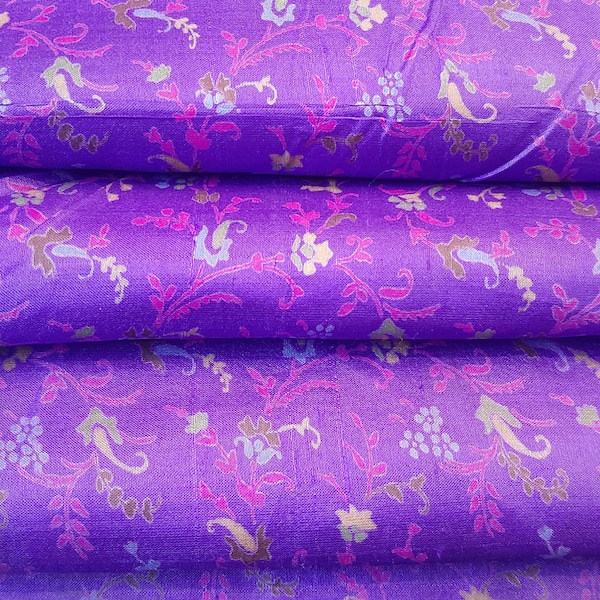 Pure Silk Fabric By The Yard Dress Making Cloth Collage Sewing Vintage Recycled Material Print Textile Saree Sari Easter Egg Dyeing PSF1579