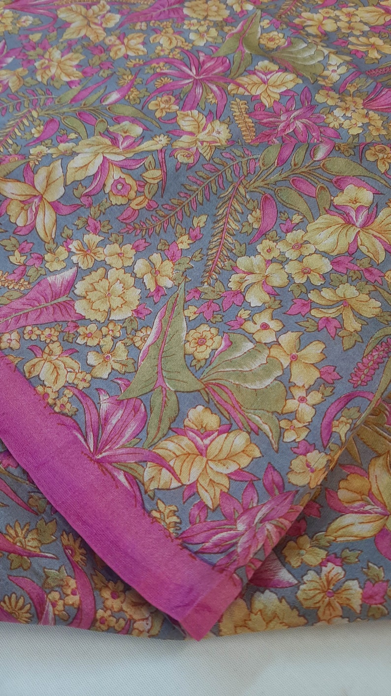 Pure Silk Fabric By The Yard Dress Making Cloth Collage Sewing Vintage Recycled Material Print Textile Saree Sari Easter Egg Dyeing PSF1568 image 7