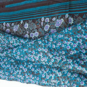 Tissu en pure soie par mètre, confection de robe, collage de tissu, matériau recyclé vintage, tissu floral, sari doux, PSF1447 image 6