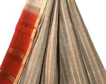 Pure Cotton Stole / Recycled Beige & Red Printed Dupatta LD6118