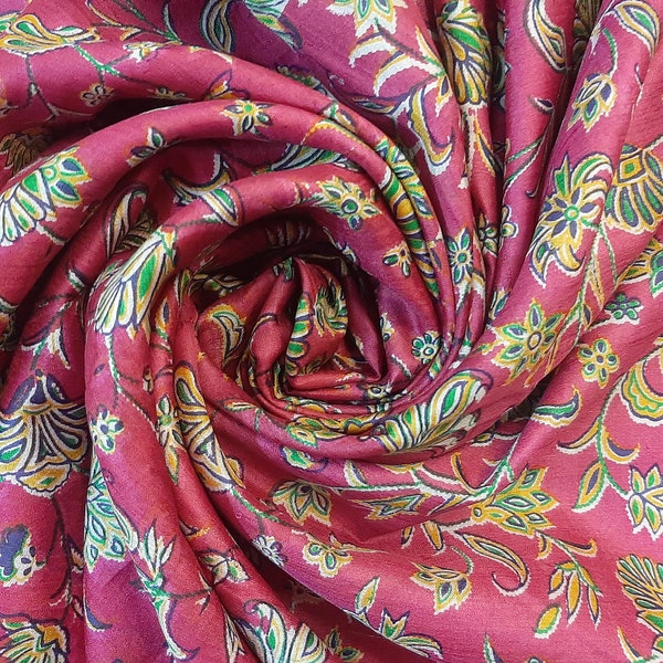 Tissu en soie pure par mètre, confection de vêtements, collage, couture vintage, matériau recyclé, impression textile, sari sari, teinture d'oeufs de Pâques PSF1578