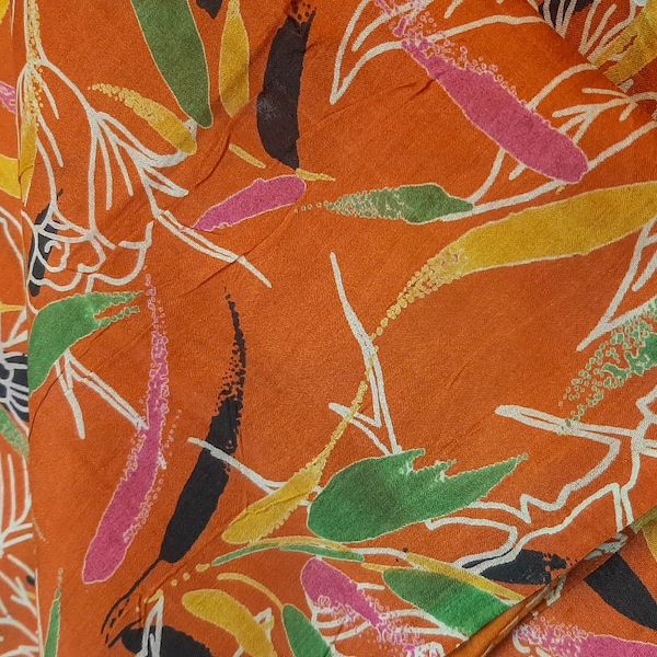 Pure Silk Fabric By The Yard Dress Making Cloth Collage Sewing Vintage Recycled Material Print Textile Saree Sari Easter Egg Dyeing PSF1596