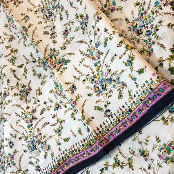 Pure Silk Fabric By The Yard Dress Making Cloth Collage Sewing Vintage Recycled Material Print Textile Saree Sari Easter Egg Dyeing PSF1571