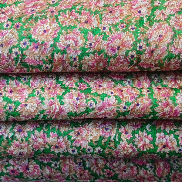 Pure Silk Fabric By The Yard Dress Making Cloth Collage Sewing Vintage Recycled Material Print Textile Saree Sari Easter Egg Dyeing PSF1583