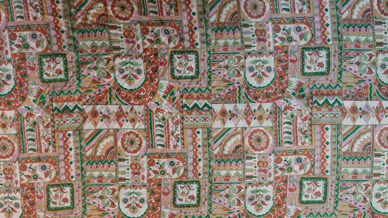 Pure Silk Fabric By The Yard Dress Making Cloth Collage Sewing Vintage Recycled Material Print Textile Saree Sari Easter Egg Dyeing PSF1593 image 4