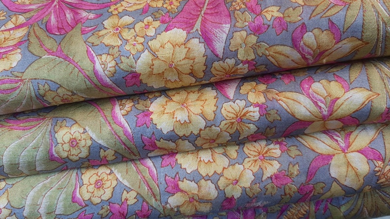 Pure Silk Fabric By The Yard Dress Making Cloth Collage Sewing Vintage Recycled Material Print Textile Saree Sari Easter Egg Dyeing PSF1568 image 6