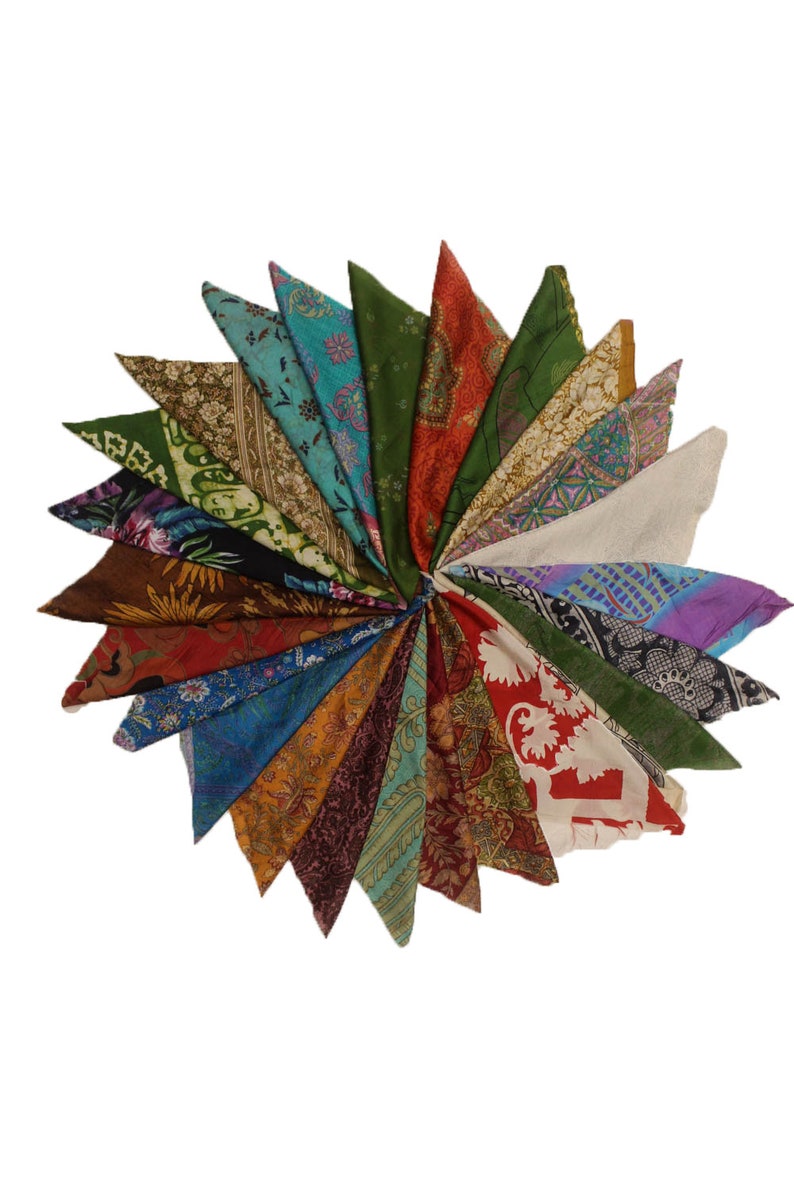 Énorme lot 100 % pure soie vintage Sari chutes de tissu Bundle projet de journal de courtepointe par quantité Soie Saree Square Cuts SL3 image 8