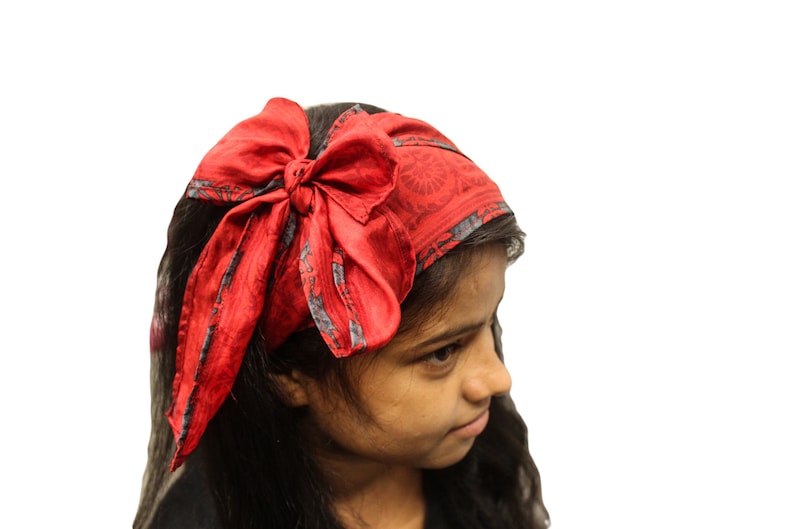 Écharpe en pure soie recyclée, vintage, sari, ceinture pour la tête, reste de cravate, foulard, ceinture en soie, fabrication de tissus doux, décoration recyclée, ceintures, bandes SL4 image 6