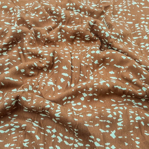 Viscose Fabric Brown White Tie dye Material Clothing Dress Fabric By the Yard RF1007