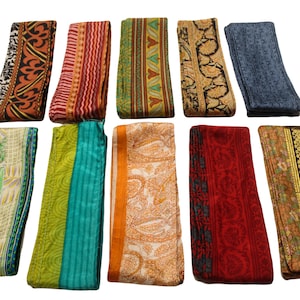 Écharpe en pure soie recyclée, vintage, sari, ceinture pour la tête, reste de cravate, foulard, ceinture en soie, fabrication de tissus doux, décoration recyclée, ceintures, bandes SL4 image 4