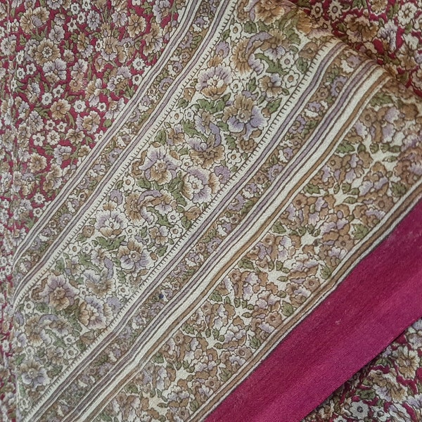 Pure Silk Fabric By The Yard Dress Making Cloth Collage Sewing Vintage Recycled Material Print Textile Saree Sari Easter Egg Dyeing PSF1586