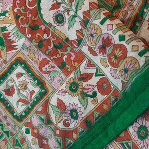 Pure Silk Fabric By The Yard Dress Making Cloth Collage Sewing Vintage Recycled Material Print Textile Saree Sari Easter Egg Dyeing PSF1593 image 3