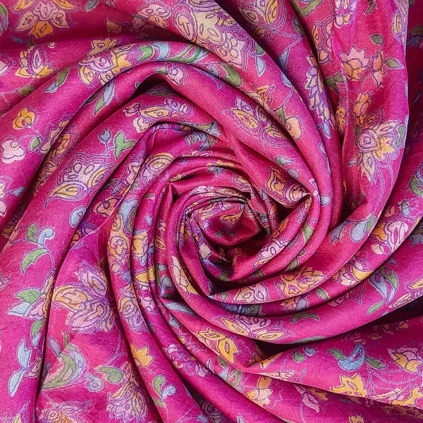 Pure Silk Fabric By The Yard Dress Making Cloth Collage Sewing Vintage Recycled Material Print Textile Saree Sari Easter Egg Dyeing PSF1592