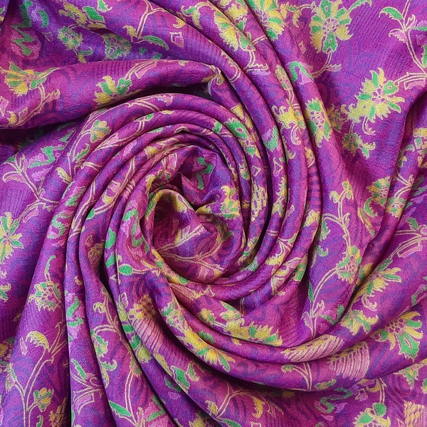 Pure Silk Fabric By The Yard Dress Making Cloth Collage Sewing Vintage Recycled Material Print Textile Saree Sari Easter Egg Dyeing PSF1581